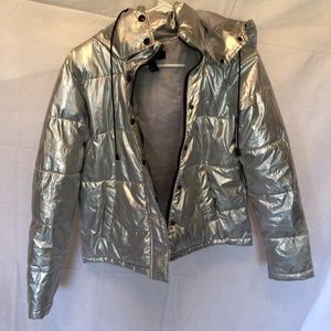 Silver holographic puffer jacket!!!